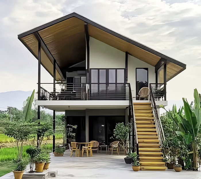 Nhà khung sắt mái tôn hiện đại